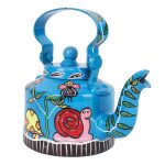 INDHA Blue Colour Tribal Art|Forest Story Handpainted Tea/Coffee Kettle/Decorative Kettle