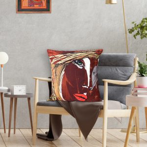 Indha 20.0 X 20.0 inch Woman Face Art Portrait Digitally Printed Cushion Cover