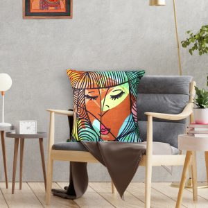 Indha 20X20 Printed Cushion Cover Abstract Woman Face