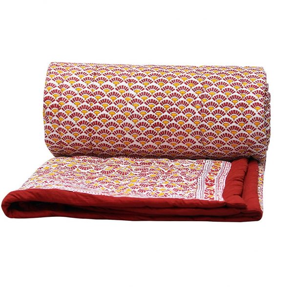 Ethnic Indian Colour Cotton Hand Block Printed Lightweight Double Bed Comforter