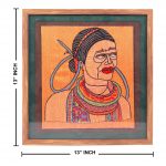 INDHA Hand-Embroidered Portrait Wall Decor - Glass & Wooden, Multicolored, 13x13 inches