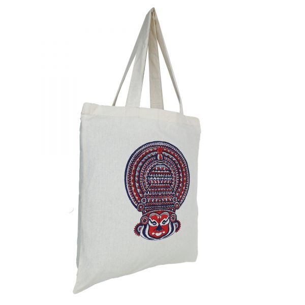 INDHA Kathakali Dancer Face Block Printed Multipurpose Tote Bag
