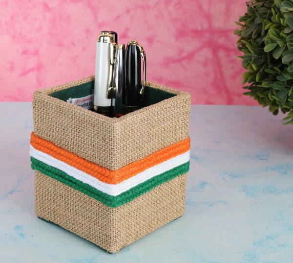 INDHA Indian Tricolour | Independence Day celebration| Sustainable Pen Stand Silk Thread Plaits