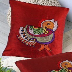 Embroidered Cushion Cover Robin-Motif