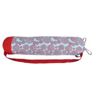 INDHA Unique Swirl Design Motif And Butti Design Combo Hand Block Printed Sky Blue And Red Cotton Yoga Mat Cover| Yoga Mat Bag