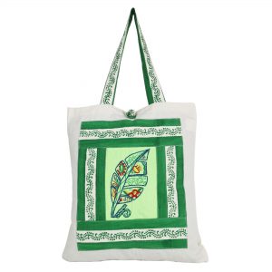 INDHA Fancy Leaf Embroidered And Block Printed Multipurpose Tote Bag