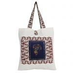 INDHA Traditional Indian Lady Face Art Embroidered And Block Printed Multipurpose Tote Bag