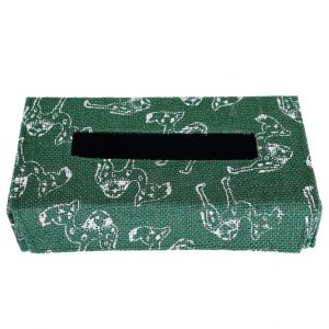 INDHA Handcrafted And Camel Design Motif Hand Block Printed Green Jute Tissue Box Cover |Ecofriendly Gift