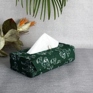 INDHA Handcrafted And Camel Design Motif Hand Block Printed Green Jute Tissue Box Cover Ecofriendly Gift