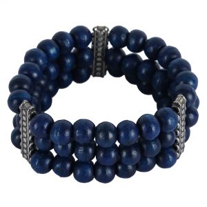 INDHA Bracelet with Blue Wooden Beads | Handcrafted Jewellery | Blue Bracelet | Men & Women Jewellery