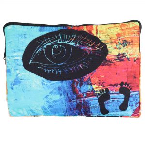 INDHA Laptop Bag Laptop Sleeve Multi color Eye And Footprint Design 14 Inch Laptop Sleeve Bag With Trolley Strap