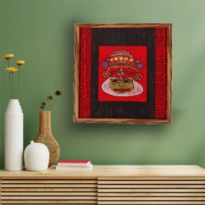 INDHA Hand Embroidered Kathakali Face Embroidery Wall Decor Wall Hanging Decor, Home Decor, Wall Shelves, Wall Hangings for Home Decoration, Wall Decor, Room Decor Items for Bedroom, Aesthetic Room Decor, Wall Hanging, Bedroom Decoration Items, Gift Items