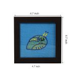 INDHA Snail Design Chain Stitch Hand Embroidered On Sky Blue Dupion Silk Wooden Glass Coaster Set | Set Of 2 Glass Coaster Hand Embroidered Utility Décor Home Utility