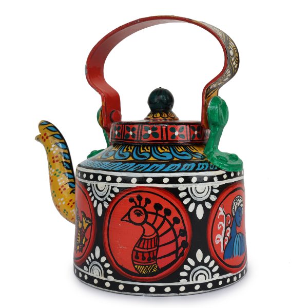 INDHA Decorative Aluminium Kettle with Hand-painted Tribal Folk Art | Exquisite Design | Gift Piece | Décor