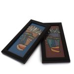 INDHA Unique Hand Painted Boho Art Set of 2 Wooden Frame Home Décor Wall Décor Gift for Any Occasion