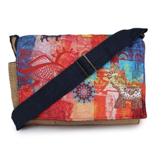 INDHA Laptop bag made from Eco-friendly Jute with Bohemian Abstract Designer Art Print