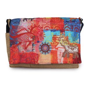 INDHA Laptop bag made from Eco-friendly Jute with Bohemian Abstract Designer Art Print