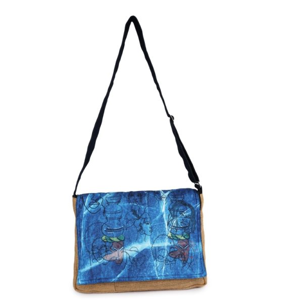 INDHA Laptop bag made from Eco-friendly Jute fabric with Artistic Ethnic Design Digital print