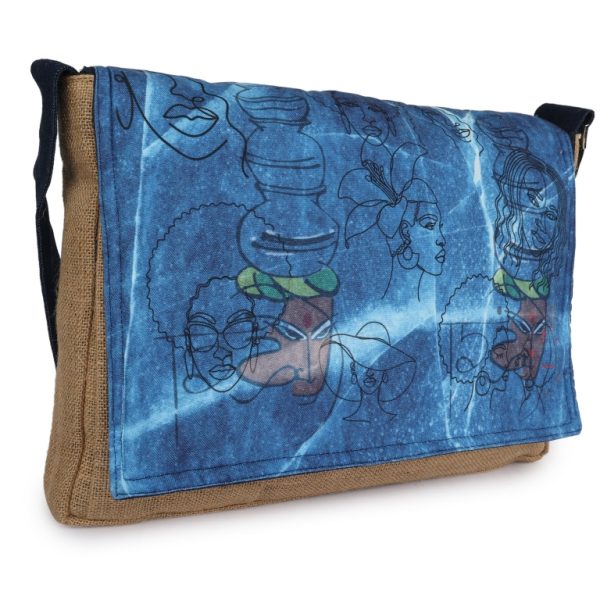 INDHA Laptop bag made from Eco-friendly Jute fabric with Artistic Ethnic Design Digital print