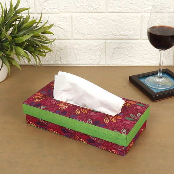 Indha Multicolor Flower Print Design Tissue Box | Designer Digital Print | Home Utility | Car Utility | Handmade | Gifting | Pink Tissue Box | Dupion Silk Tissue Box | Utility Product