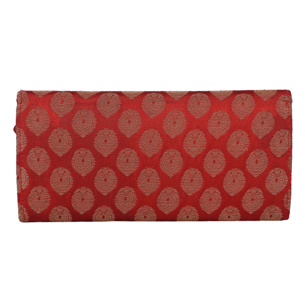 Red & Grey Silk Brocade Clutch for Weddings/ Parties for Girls/Women -  Curated online shop for handcrafted products made in India by women artisans