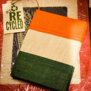 INDHA Tricolor Jute Diary | Handmade Recycled Paper | 50 Plain Pages | 5.0 x 7.0 inches | Ideal for Independence & Republic Day Gifts