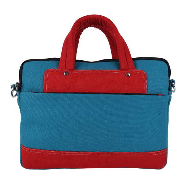 INDHA Blue Cotton Canvas Laptop Bag | 14 Inch Laptop Bag | Water Resistant Laptop Bag | Corporate Gifting | Gifting | Men And Women Laptop Bag | Laptop Travel Bag | Travel Utility | Office Bag | Eco-Friendly Bag