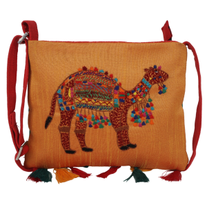 Indha Cloth Sling Bag For Women Camel Embroidery