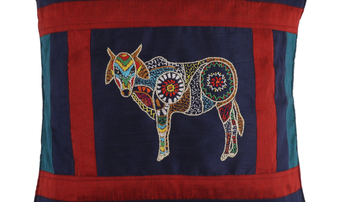 Indha Embroidered Cushion Covers Cow embroidery