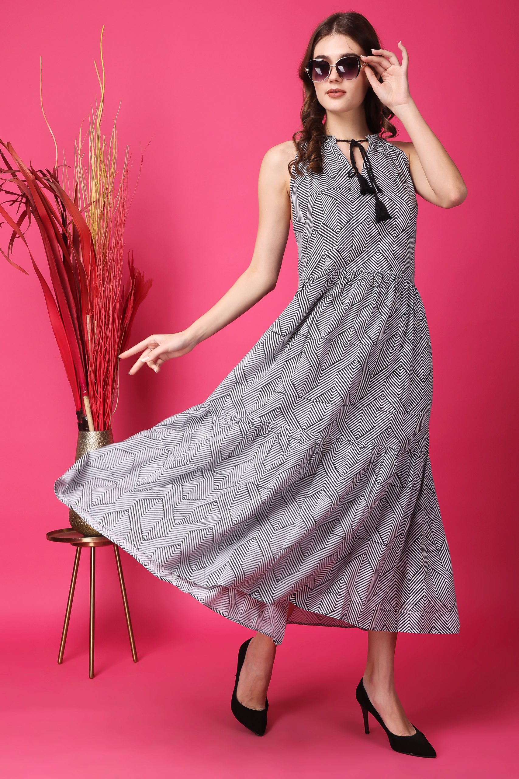 Buy Myshka Trendy Stylish Cotton Round Neck Sleeveless Printed Women's Dress-(Size-S)  Online at Best Prices in India - JioMart.