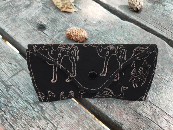indha Block-Printed Denim sunglasses case