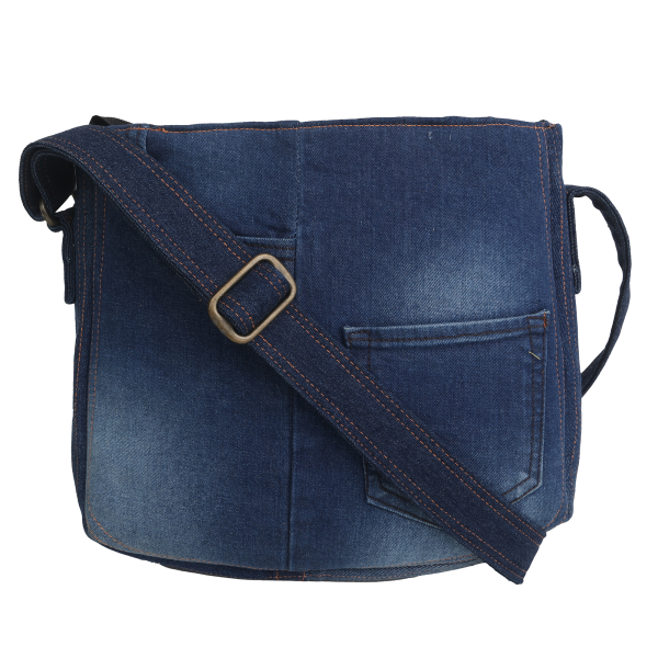 Indha Denim Tote Bag | Blue Denim Patchwork Tote Bag | Recycled Denim Tote Bag | Crossbody Bag | Handcrafted Bags  | Blue Jean Denim Bag