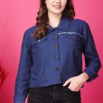 Indha Blue Denim Women Short Jacket (4)