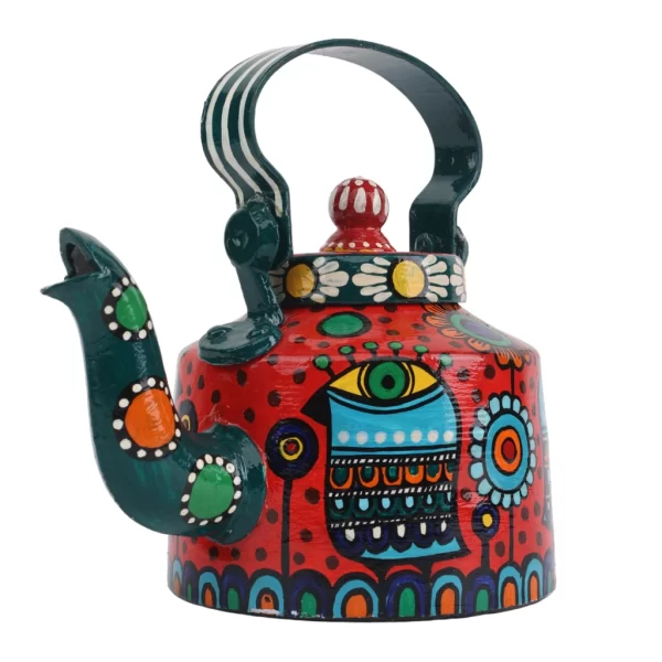 INDHA Decorative Aluminium Hand Painted Kettle Eye-Print | Hand-Painted Kettle Multicolour | Exquisite Design Kettle | Gift Piece | Home Decor