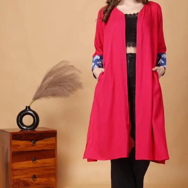Indha Shrug | Pink Rayon Shrug | Full Sleeve Shrug | Shrugs For Women | Traditional Shrugs | Gifting | Fashion Wear | Indo Western Shrug | Fashion Apparel | Ethnic Shrug-XXL
