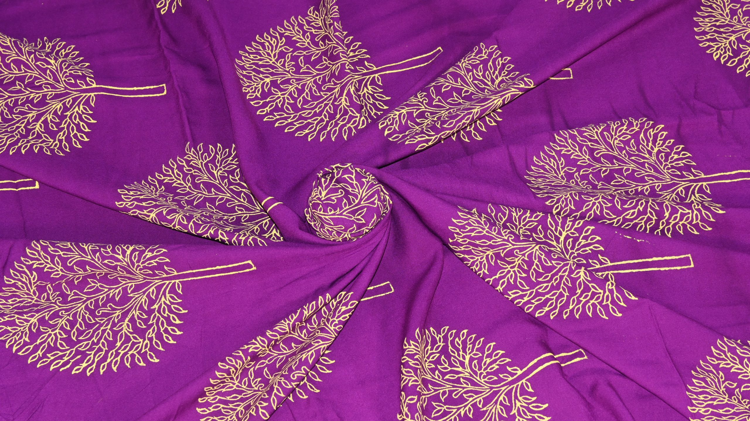 Block Printed Jaipuri Cotton Purple Tree