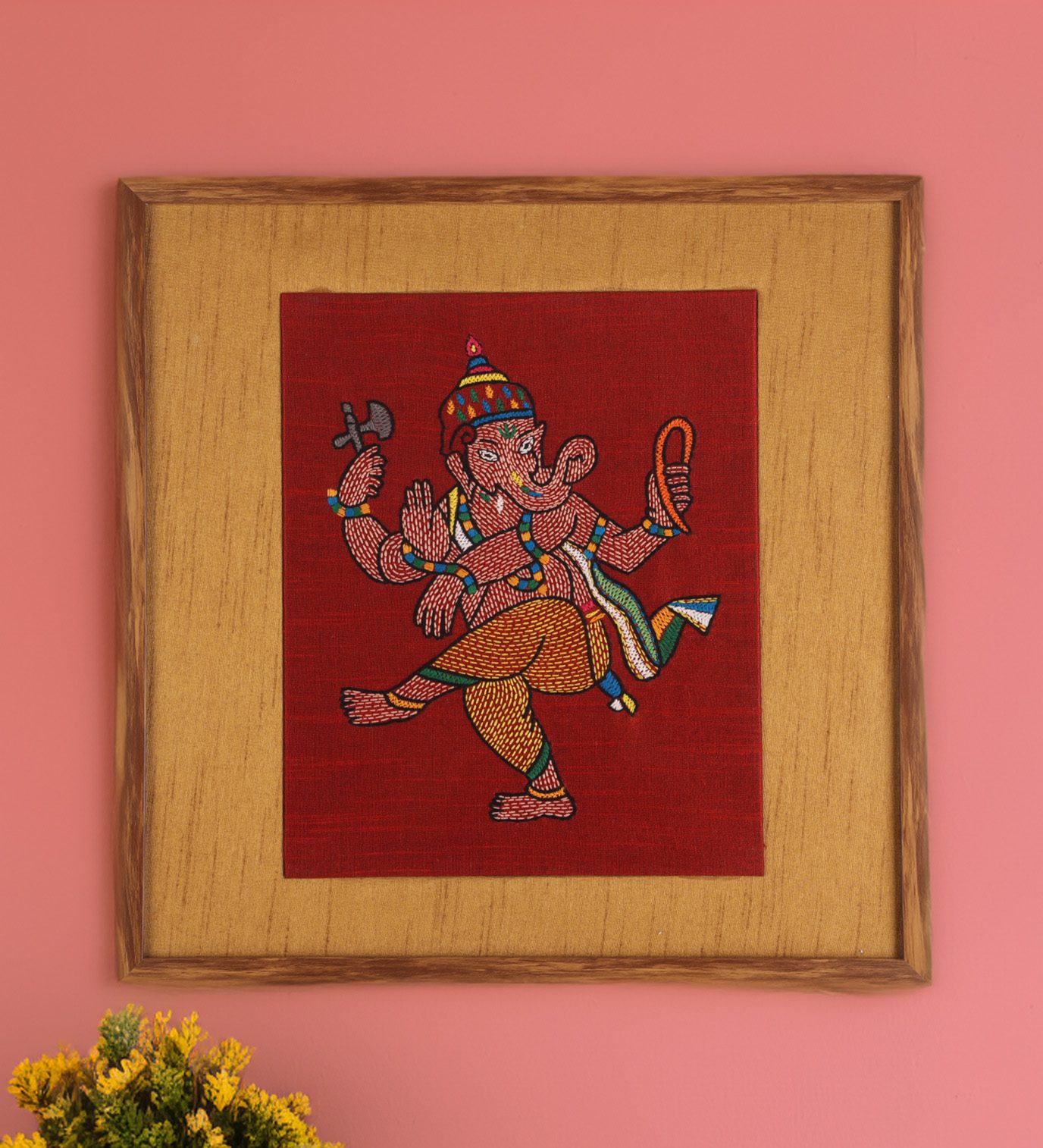 Shop INDHA home Decor & Wooden Wall Decor Gift Ganesh Embroidery