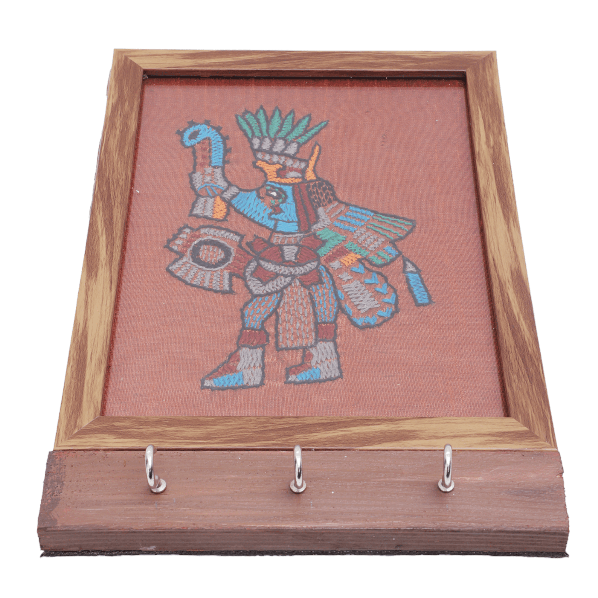 Wooden Key Holder for Wall hanging with spartan embroidery