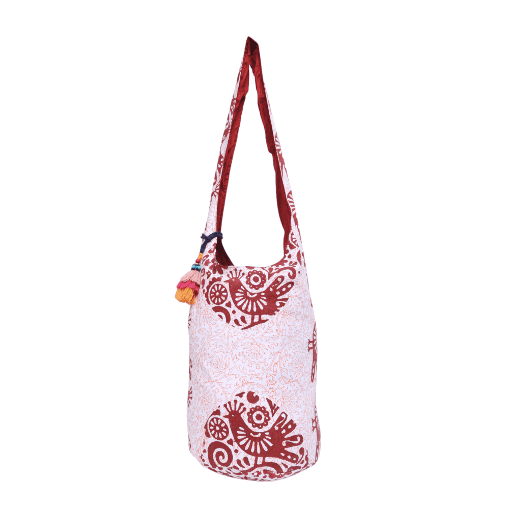 Indha Block Printed Cotton Jhola with comfortable strap