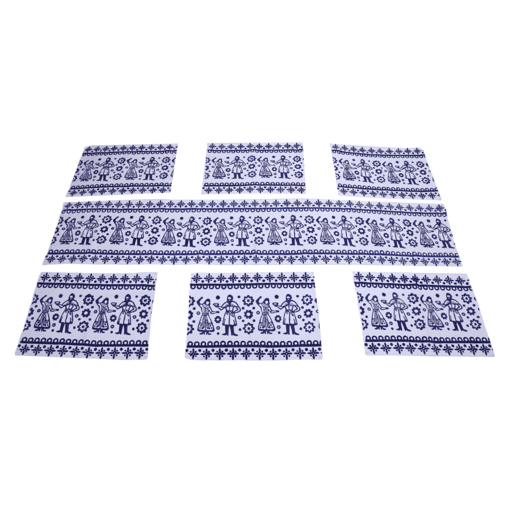 Indha Block Printed Dining Table-Décor Runner & Mat set