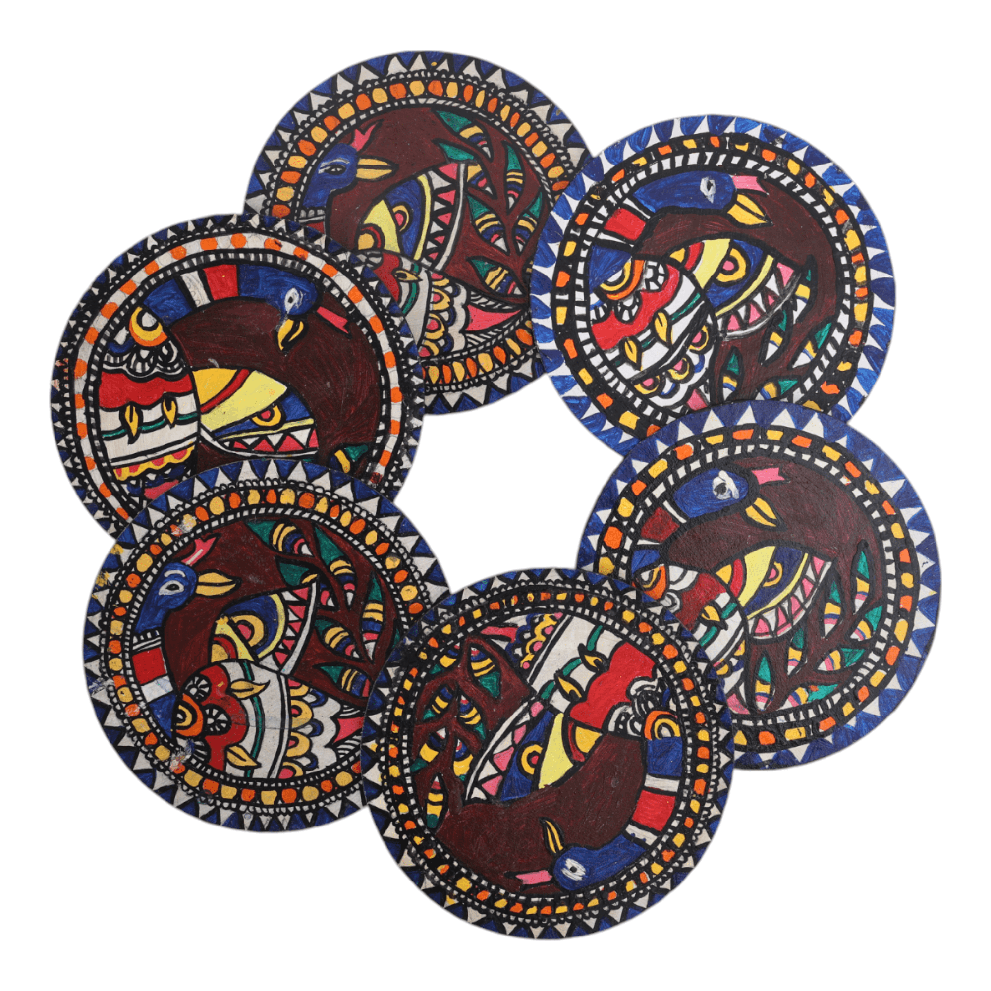 Indha Madhubani painting Wooden Coaster for Living Room Decor