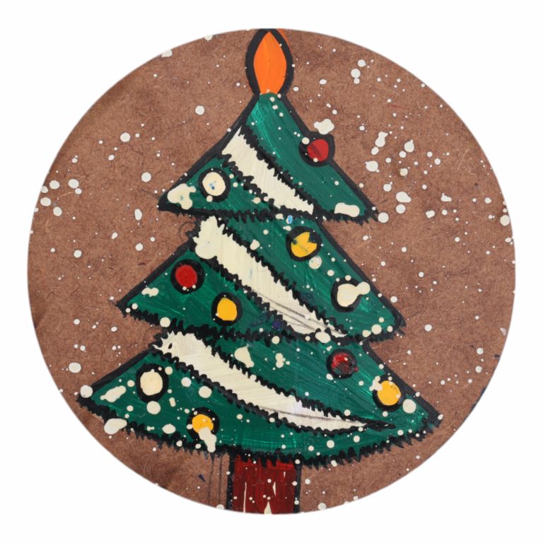 Wooden Coaster for Gifting - Christmas tree Painted