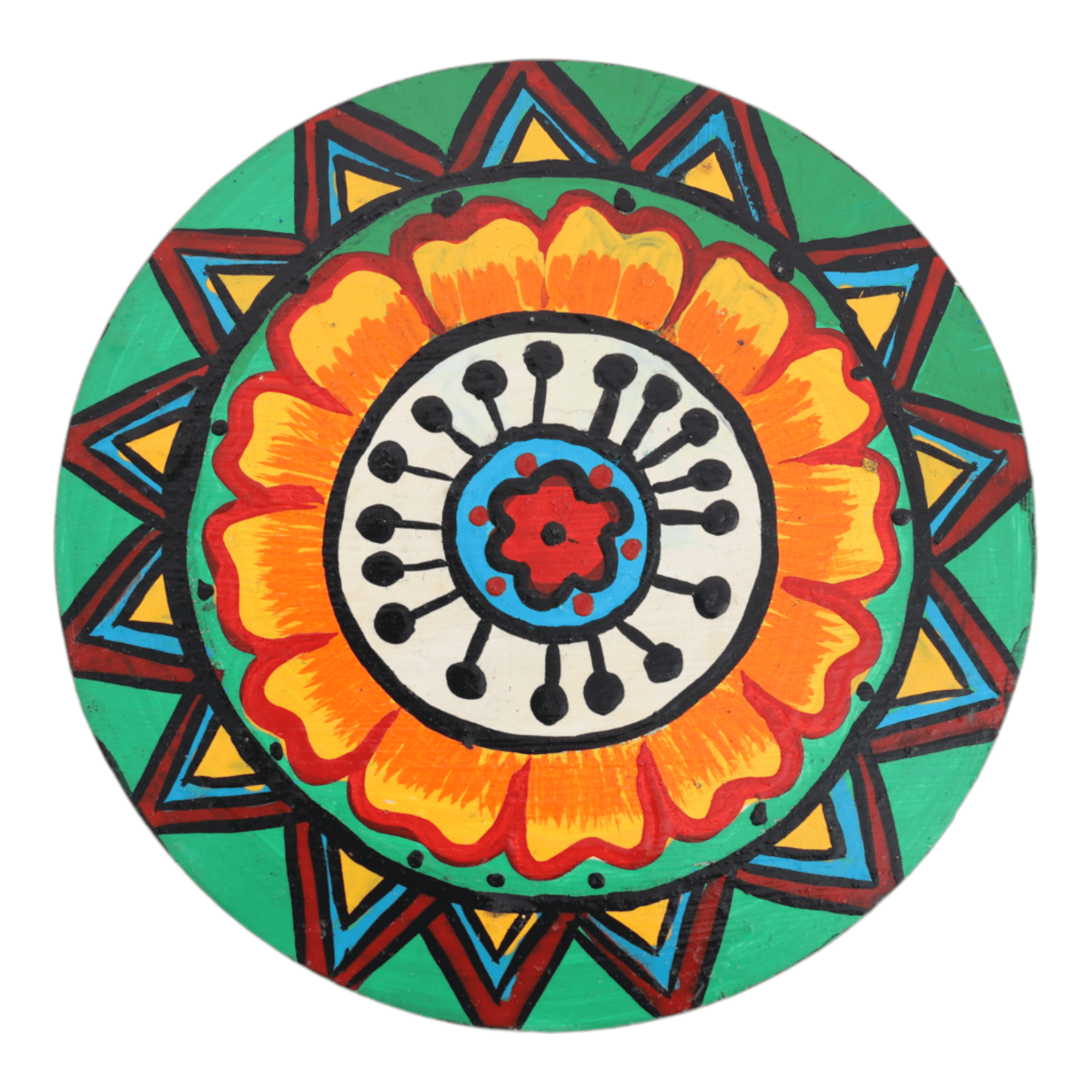 Rangoli Multicolor Painted Wooden Coaster