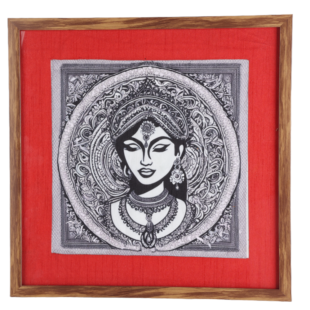 Ethnic Wooden Wall Decor Rani with Mixed Media art.