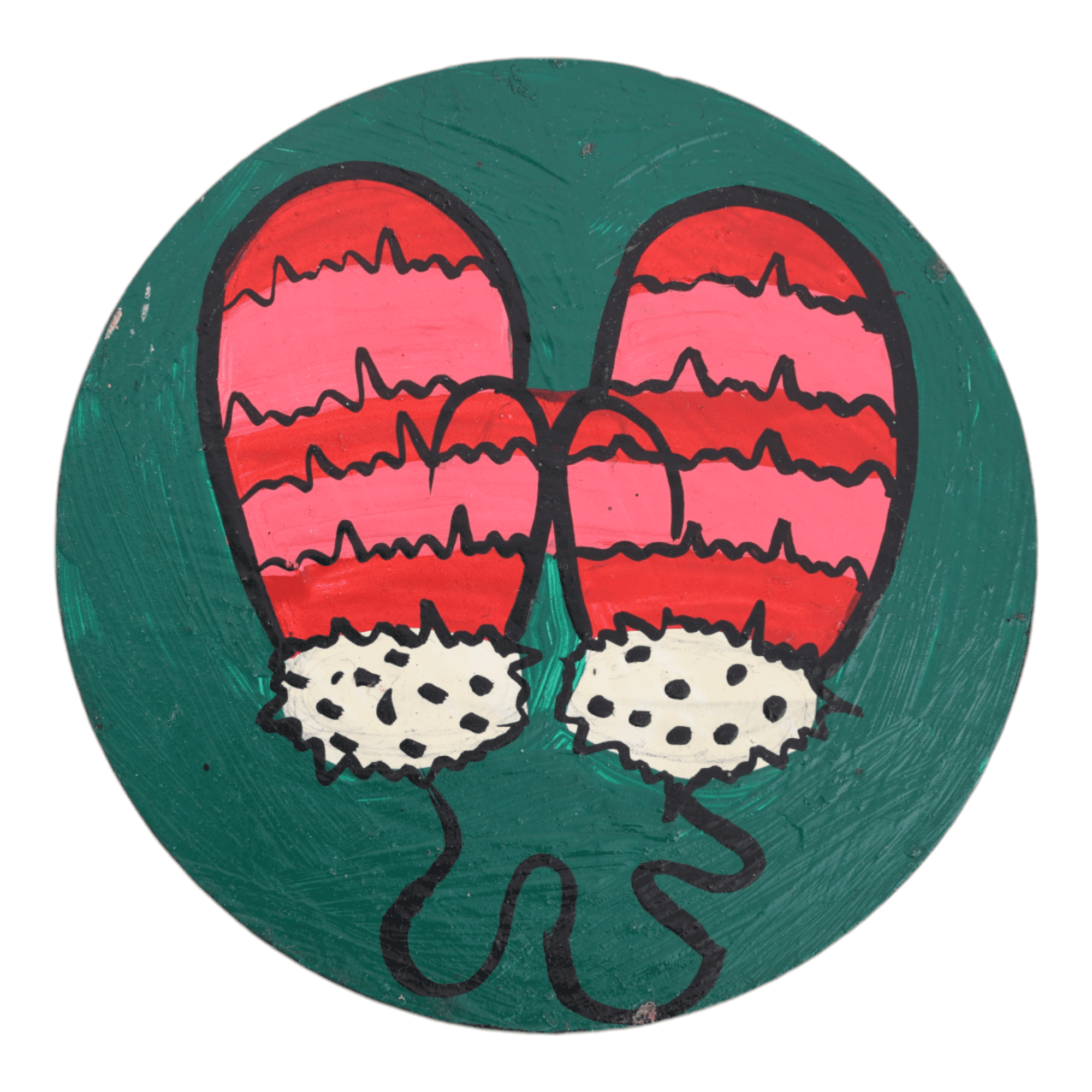 Wooden Painted Decorative Coaster - Christmas Socks Print